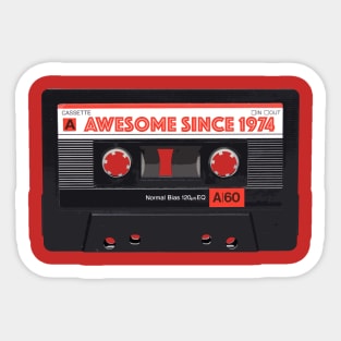 Classic Cassette Tape Mixtape - Awesome Since 1974 Birthday Gift Sticker